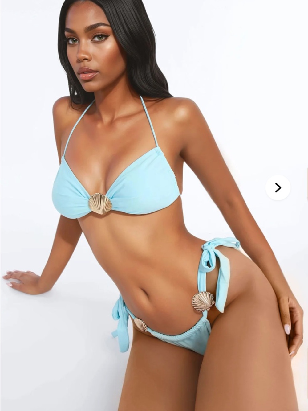 Blue Shell-Accent Tie Bikini - Women Swim Sz XL nwt
